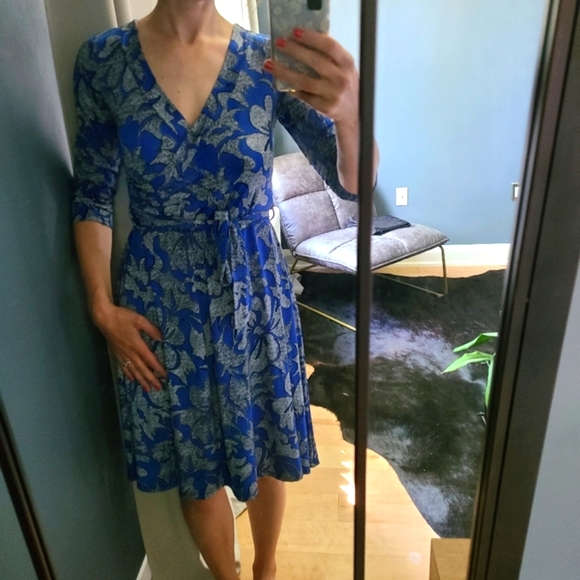 Blue Floral Pattern Dress - Picture 1 of 5